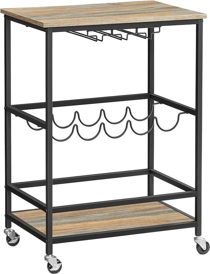 Rootz Living Rootz Serving Trolley Bar Cart Rolling Cart Chipboard and Steel 40cm x 60cm x 82cm Turquoise Brown-Black 10.4kg 20kg Upper Chipboard Capacity 15kg Lower Chipboard Capacity