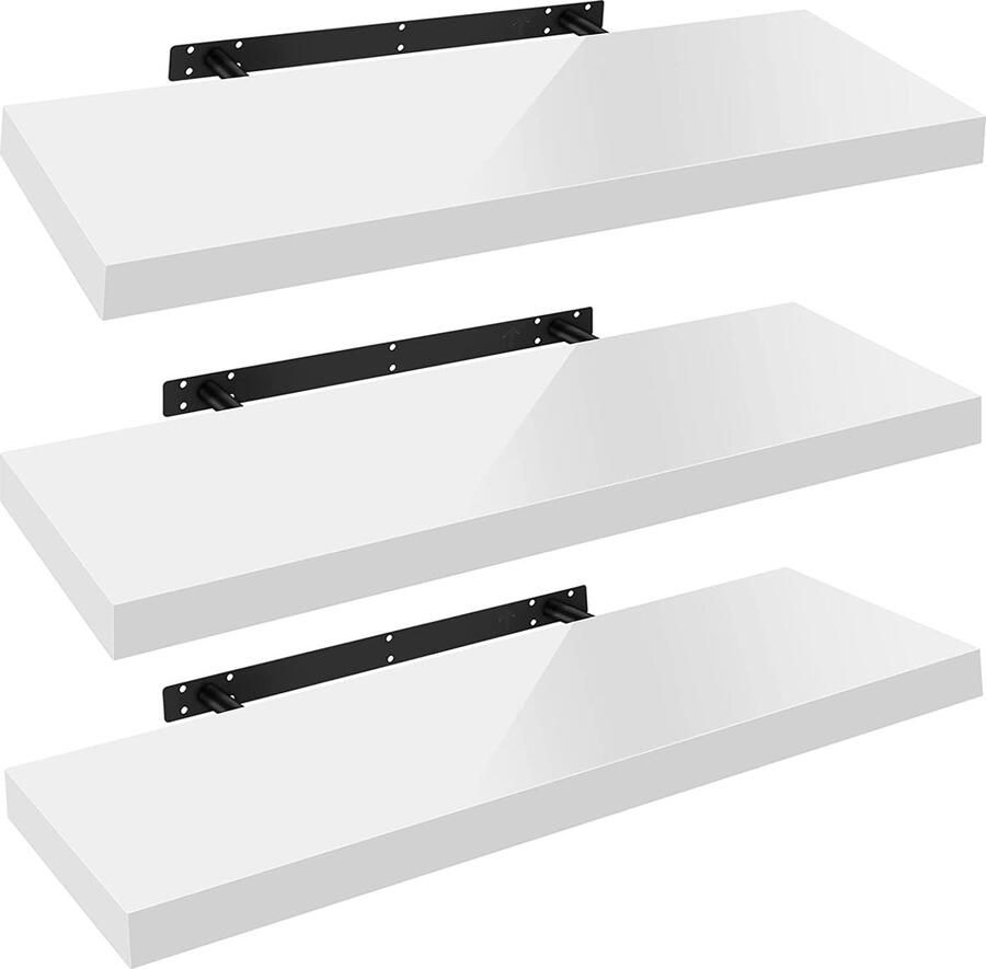 Rootz Living Rootz Set van 3 wandplanken Displayplanken Opbergplanken Duurzaam MDF en PVC fineer Vochtbestendig Eenvoudige installatie Veelzijdig gebruik Meerdere lengtes x 22 9 cm x 3 8 cm