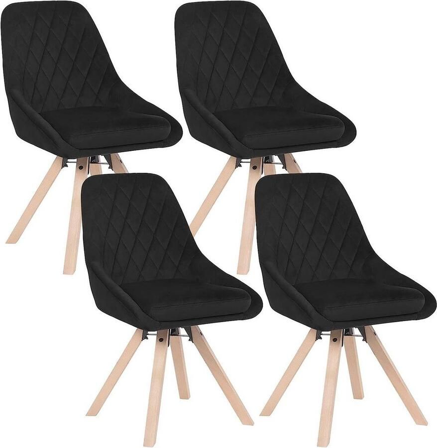 Rootz Living Rootz Set van 4 eetkamerstoelen Draaistoelen Fluweel gestoffeerd 360° draaibaar comfortabel duurzaam 52 cm x 40 cm x 84 cm