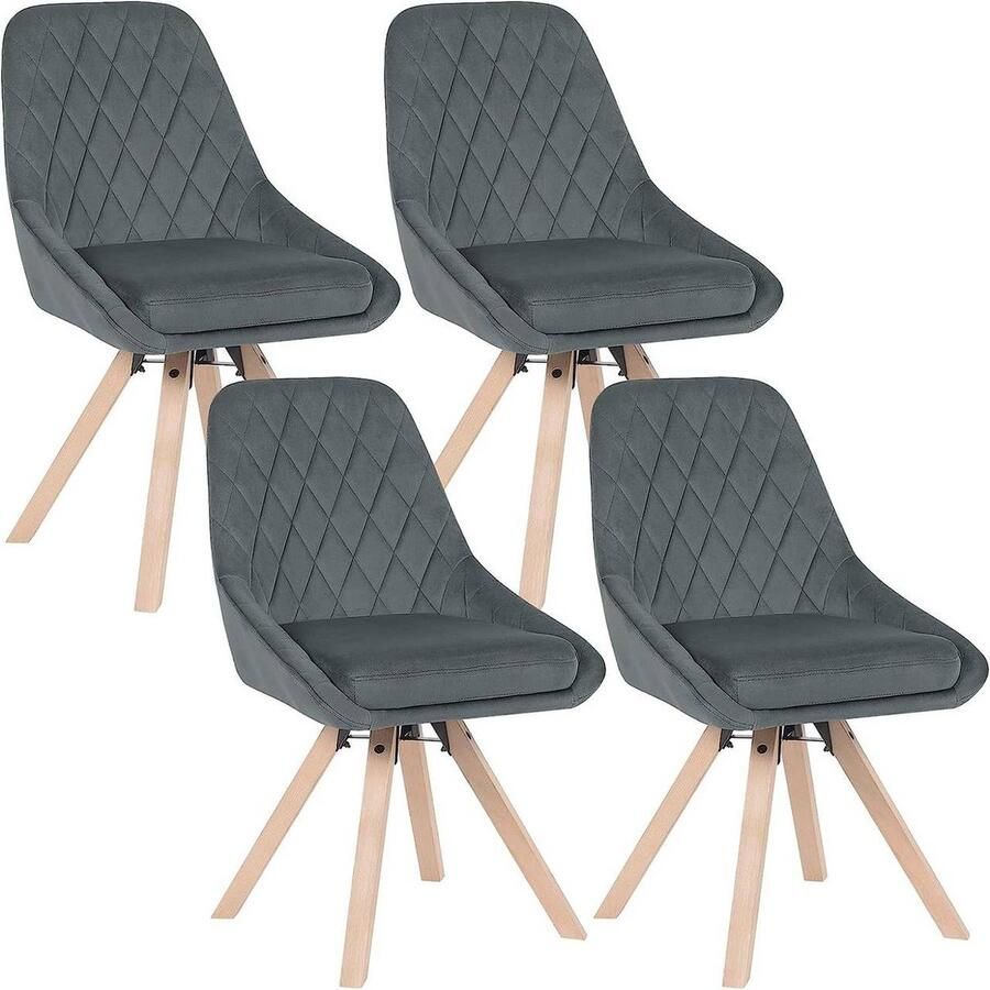 Rootz Living Rootz Set van 4 eetkamerstoelen Draaistoelen Fluwelen zitting Ergonomisch ontwerp Duurzame constructie Eenvoudige montage 84 cm x 40 cm x 41 cm