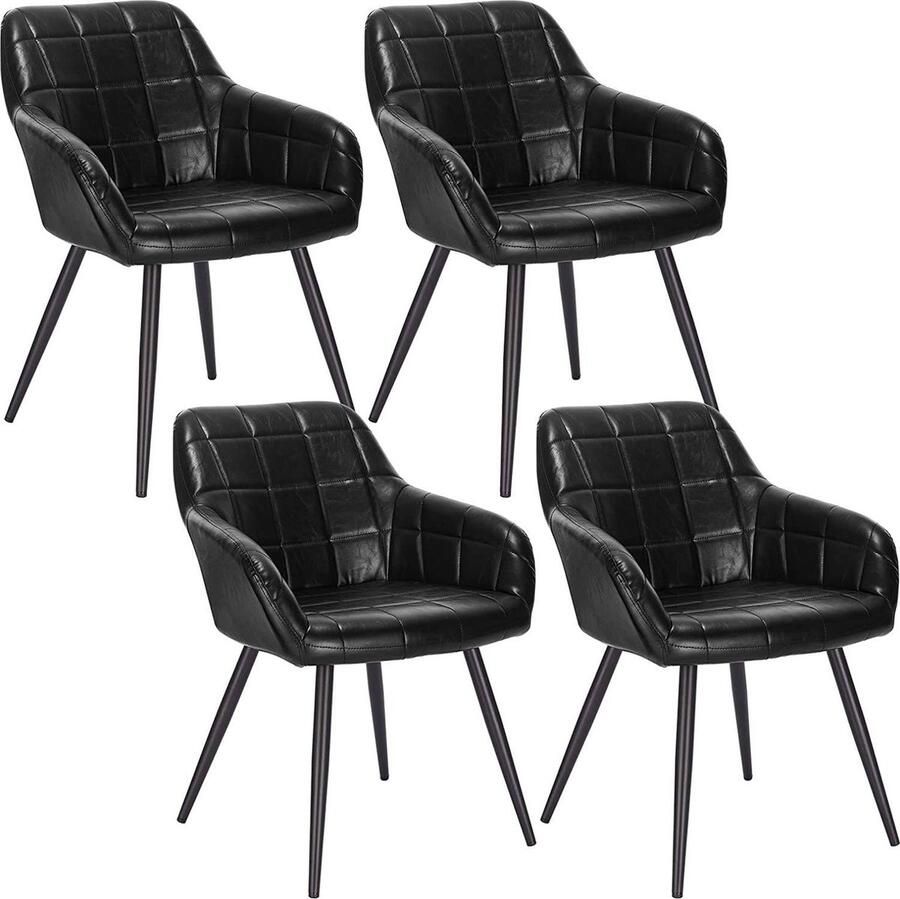 Rootz Living Rootz Set van 4 eetkamerstoelen Fauteuils Kunstlederen stoelen Comfortabel en duurzaam Veelzijdig en vloervriendelijk 49 cm x 43 cm x 81 cm