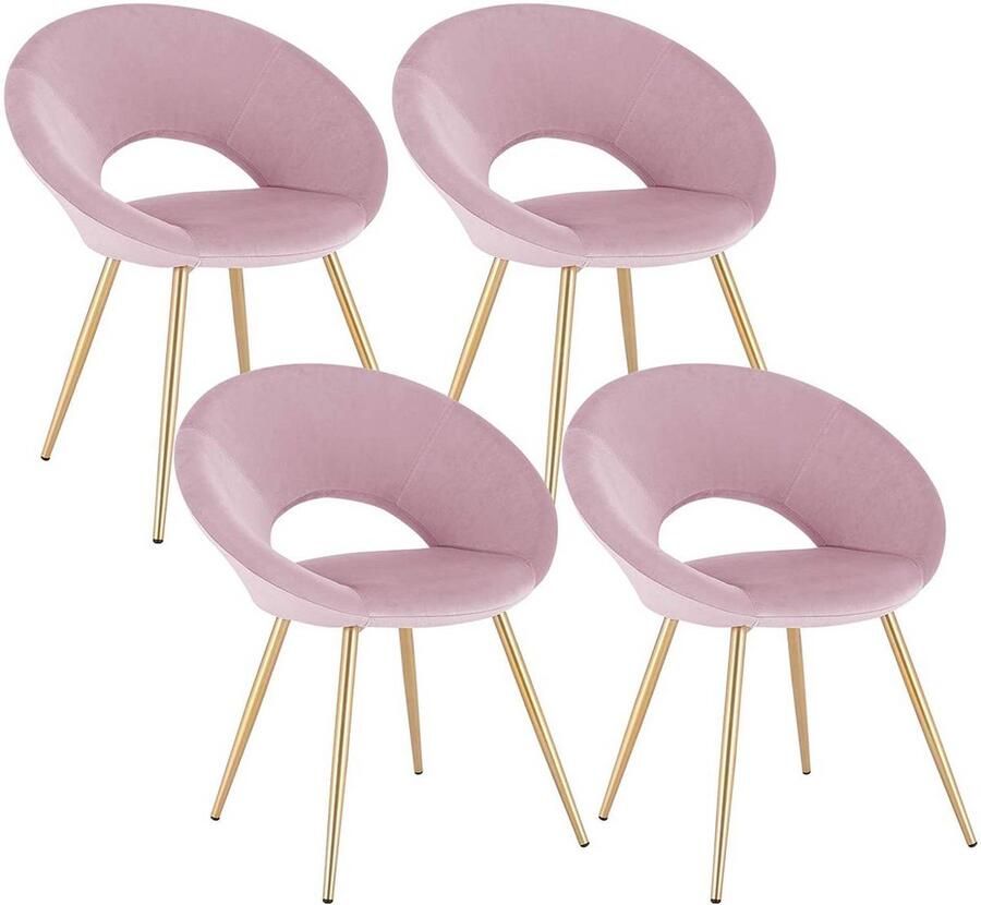 Rootz Living Rootz set van 4 eetkamerstoelen fluwelen eetkamerstoelen stoelen met gouden poten elegant ontwerp comfortabele zit verbeterde duurzaamheid 35 cm x 45 cm x 78 cm