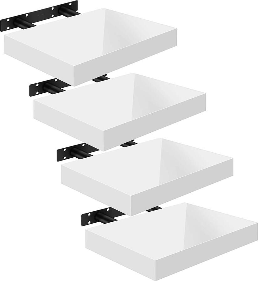 Rootz Living Rootz Set van 4 Wandplanken Displayplanken Opbergplanken Duurzame MDF-constructie Veelzijdige en eenvoudige installatie 30 cm x 22 9 cm x 3 8 cm