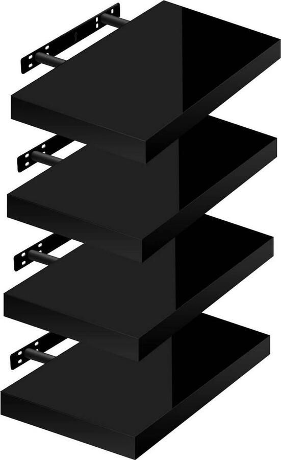 Rootz Living Rootz Set van 4 Wandplanken Displayplanken Opbergrekken Duurzaam MDF en PVC fineer Eenvoudige installatie Vochtbestendig Ondersteunt tot 15 kg 40x22 9x3 8cm