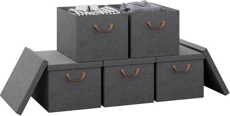 Rootz Living Rootz Set van 5 opvouwbare opbergdozen Organisatorische bakken Opvouwbare containers Ruimtebesparend ontwerp Duurzaam en beschermend Gemakkelijke toegankelijkheid 48 cm x 30 cm x 36 cm elk