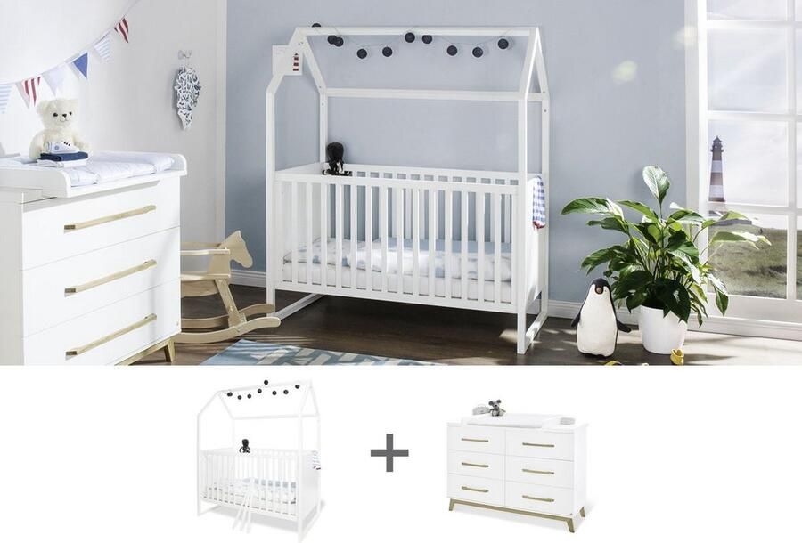 Rootz Living Rootz Starterset 'Hilda & Riva' Huisbed Aankleedmeubel Om te bouwen tot Junior Bed 147cm x 82cm x 175cm & 140cm x 78cm x 105cm
