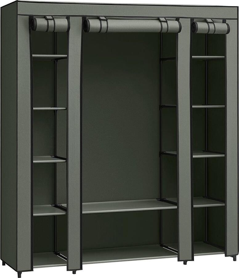 Rootz Living Rootz stoffen kast kledingkastorganizer opbergeenheid niet-geweven stof metalen buis PP plastic connector saliegroen 45 cm x 150 cm x 175 cm
