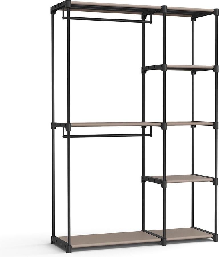 Rootz Living Rootz Taupe 2-delige set kledingkastorganizer kastorganizer opbergoplossing niet-geweven stof metalen buizen plastic verbindingsstukken 43 cm x 124 cm x 182 cm