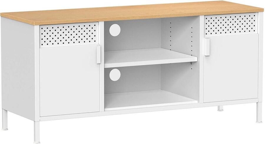 Rootz Living Rootz TV-standaard Entertainment Center Mediaconsole Spaanplaatstaal Eiken Bruin-Wit 40 cm x 120 cm x 55 cm 21 9 kg 30 kg Oppervlaktelaadvermogen 80 kg Totaal laadvermogen