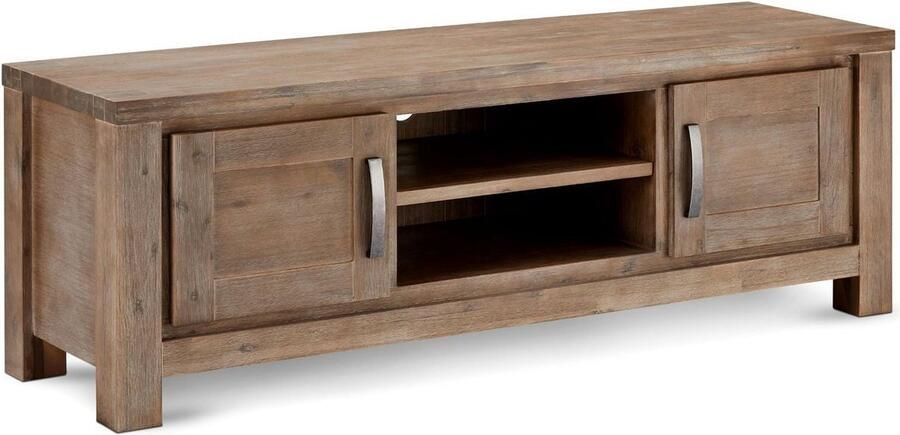 Rootz Living Rootz TV-tafel Entertainmentconsole Mediastandaard Massief acaciahout en MDF Voldoende opbergruimte Elegant ontwerp Duurzaam en stevig 160 cm x 45 cm x 55 cm