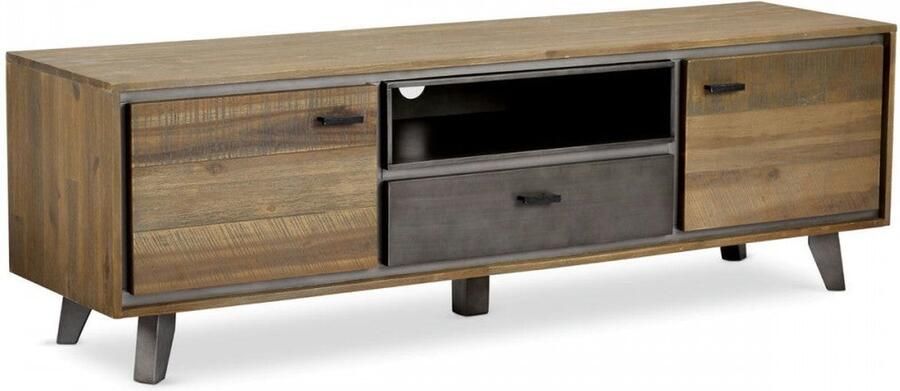 Rootz Living Rootz TV-tafel Mediaconsole Televisiestandaard Massief acaciahout en MDF Voldoende opbergruimte Duurzaam Stijlvol 160 cm x 42 cm x 50 cm