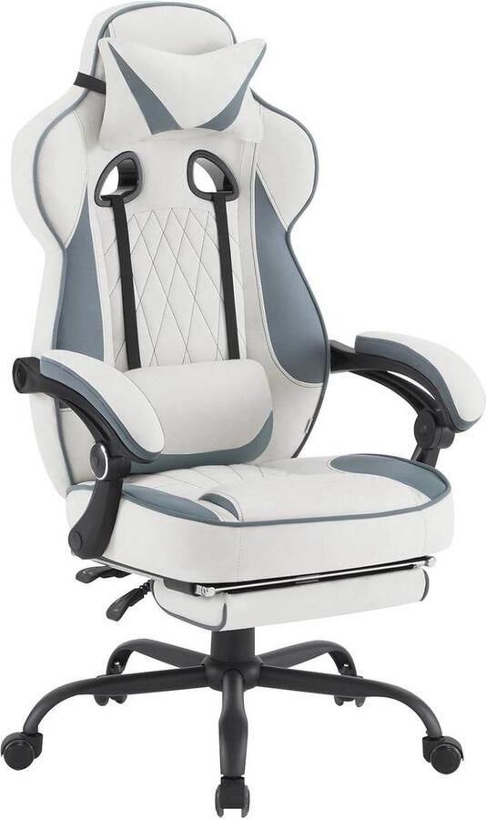 Rootz Living Rootz Ultimate Gaming Chair Ergonomische bureaustoel Computerstoel Verbeterd comfort met ingebouwde veren Vlekbestendige Leathaire-stof Verstelbaar en duurzaam ontwerp 120-127 5 cm x 57 cm x 51 5 cm