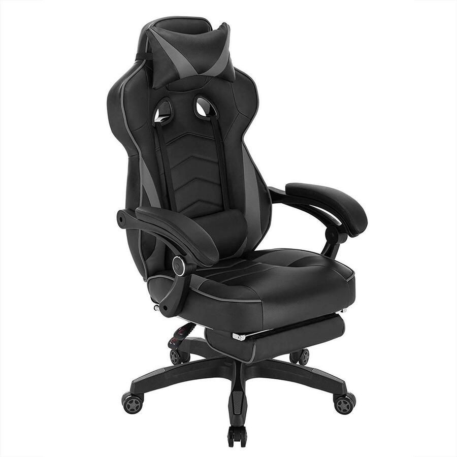 Rootz Living Rootz Ultimate Gaming Chair Ergonomische bureaustoel Verstelbare computerstoel Ondersteuning van schuim met hoge dichtheid Verstelbare hoogte 121 cm 128 cm Zitting 56 cm x 46 cm Rugleuning 50 cm x 80 cm