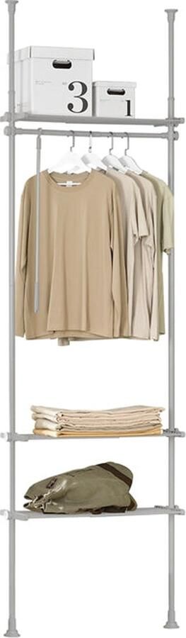 Rootz Living Rootz Verstelbare Telescopische Kledingroede Kapstok Kledingroedesysteem Ruimtebesparend Eenvoudige Montage Variabele Grootte Staal en Kunststof 52-80cm x 233-295cm