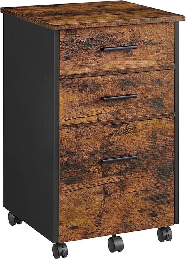 Rootz Living Rootz Vintage Bruin-Zwart Archiefkast Opbergkast Spaanplaat Polyester Ruim Duurzaam Stijlvol 43cm x 42cm x 67 5cm - Foto 2