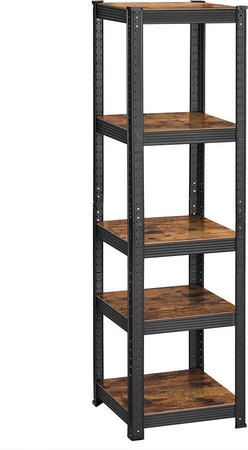 Rootz Living Rootz Vintage Bruin-Zwart Opbergrek Stalen Plank MDF Boekenkast Heavy Duty Rustiek Design 150cm x 37cm x 37cm