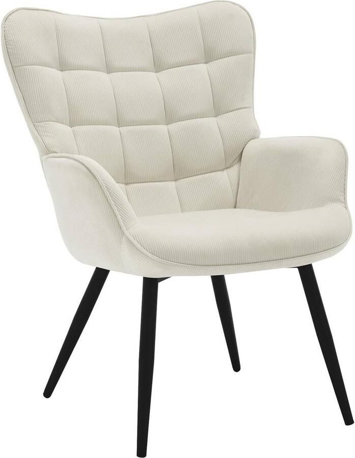 Rootz Living Rootz Wing Chair Lounge Chair Vintage fauteuil Corduroy hoes Ergonomische hoge rugleuning 63cm x 87cm x 68cm