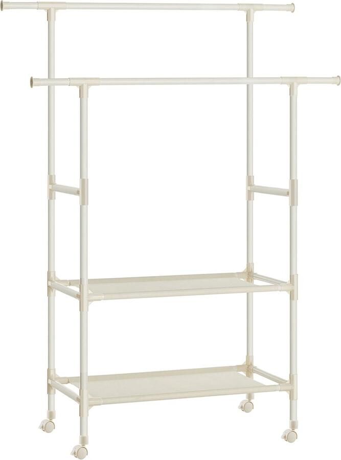 Rootz Living Rootz Wit Kledingrek Garderobeorganisator Stalen frame Planken van niet-geweven stof Plastic verbindingsstukken 113 cm x 45 cm x 176 cm
