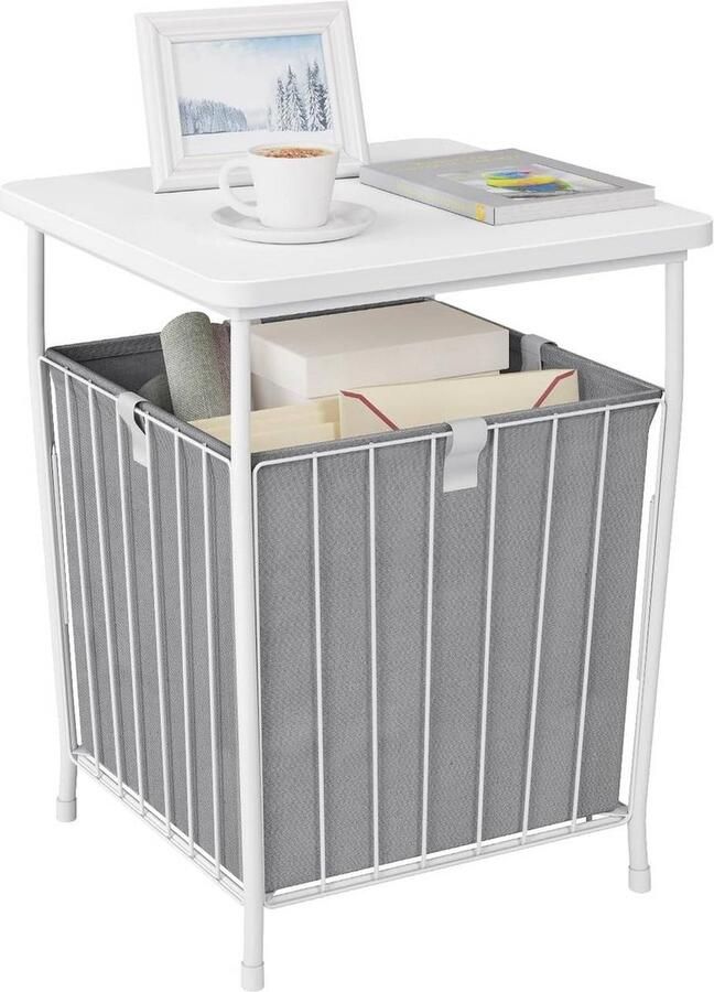 Rootz Living Rootz Witte Bijzettafel Compacte Salontafel E1 Hout Metalen Frame 40cm x 50cm x 40cm