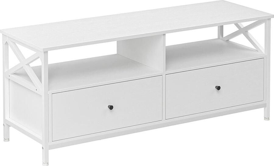 Rootz Living Rootz Witte TV-standaard Entertainmentcentrum Mediaconsole Spaanplaat en stalen constructie 40 cm x 120 cm x 50 cm Maximaal laadvermogen 91 kg