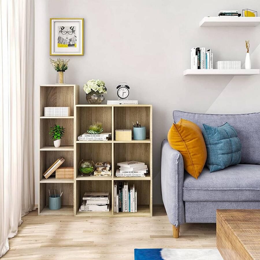 Rootz Living Rootz WOLTU Boekenkast Kubusplank Vrijstaande opbergruimte E1 houtkwaliteit 30 cm x 24 cm x 106 cm - Foto 2