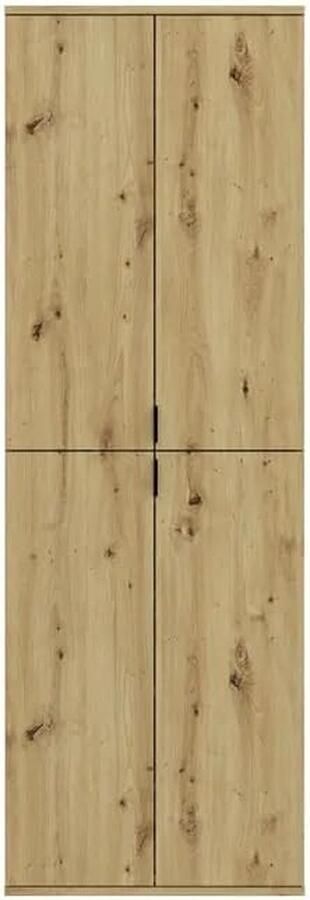 Rootz Living Rootz Wood Hoge Kast Artisan Oak Nb Brede Halkast 4-deurskast Duurzaam Ca. 61x193x34 cm