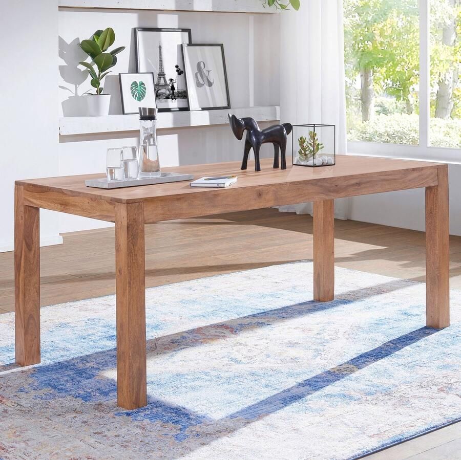 Rootz Living Rootz massief houten eettafel moderne tafel acaciahout handgemaakt unieke korrel 140 cm x 80 cm x 76 cm
