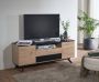 Rootz Living Rootz lowboard 150x60x40 MDF eiken decor zwart tv-dressoir met twee deuren design tv-meubel hoog tv-meubel modern tv-dressoir woonkamer met opbergruimte - Thumbnail 1