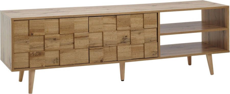 Rootz Living Rootz lowboard hout eiken decor 160x51x40 cm Tv-dressoir met twee deuren Design Tv-meubel hoog Tv-meubel modern Tv-dressoir woonkamer