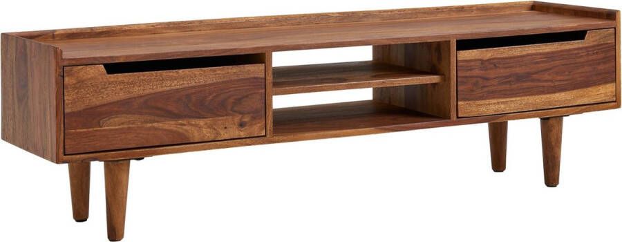 Rootz Living Rootz lowboard massief sheesham hout 145x43x35 cm Tv-dressoir met twee deuren Design Tv-meubel hoog Tv-meubel modern Tv-dressoir woonkamer