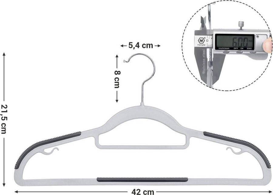 Rootz Living Rootz Luxe Kleerhangers Set Van 30 Kleerhangers Kunststof Antislip Ruimtebesparend 360° Draaibaar Grijs