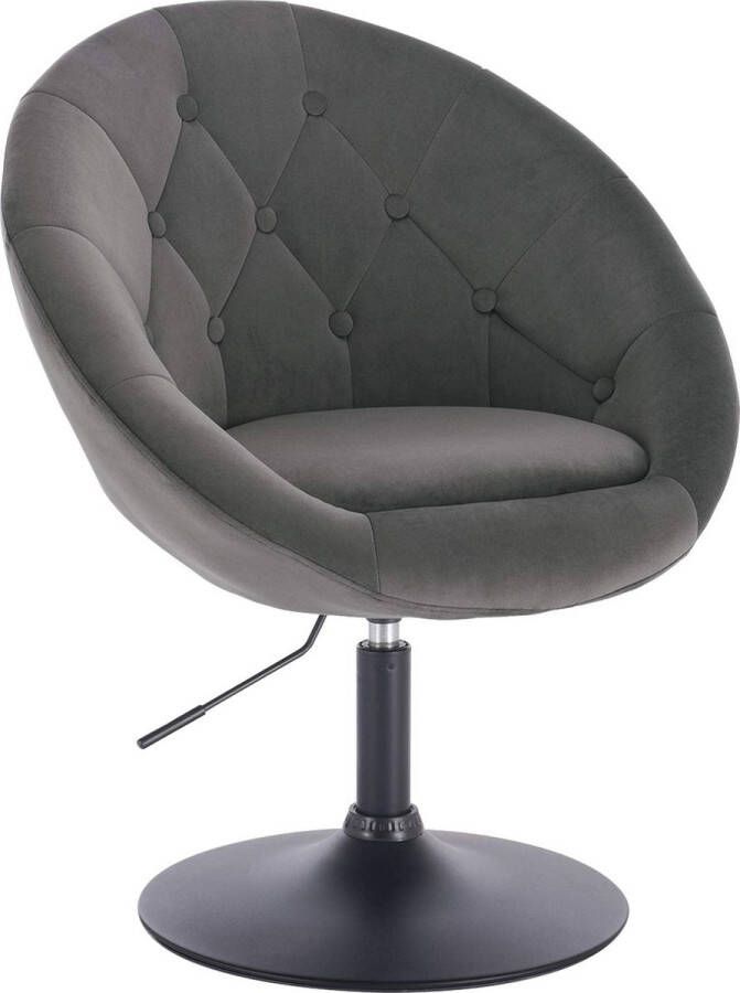 Rootz Living Rootz Luxe Lounge Fauteuil Pluche Fluwelen Stoel Elegante Zit Stijlvolle Fauteuil Comfortabele Zit Donkergrijs 46x44x81-93 CM