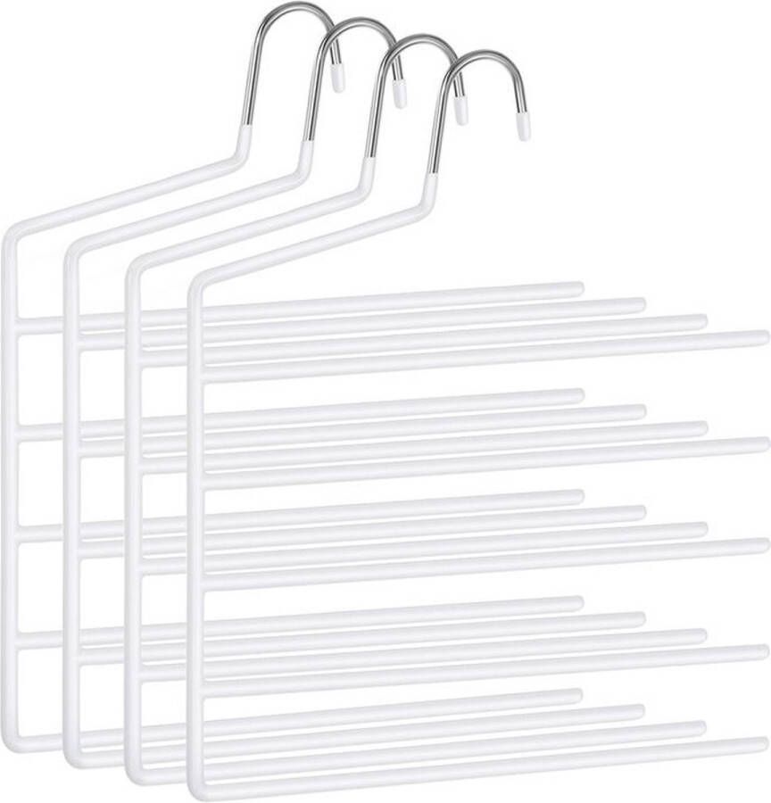 Rootz Living Rootz Meerdere Broekhangers Set Van 4 Meerdere Broekhangers Hanger Kleerhanger Metaal Met PVC Coating 32 x 0 5 x 35 cm