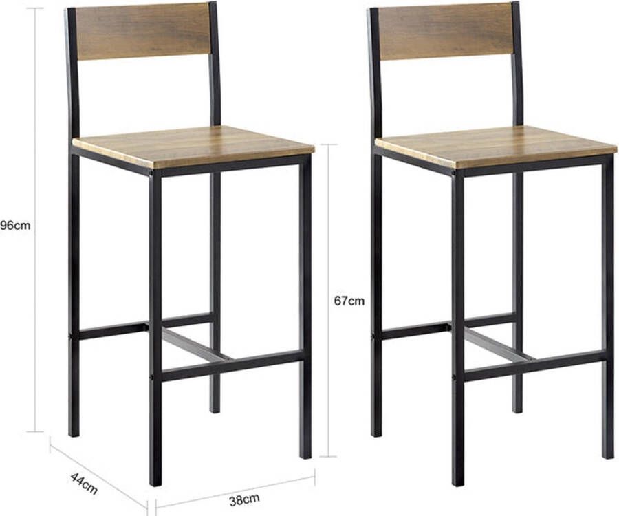 Rootz Living Rootz Metal Bar Chair Set Stylish Counter Stools Elegant Tresen Seating Black Finish 38x96x44cm