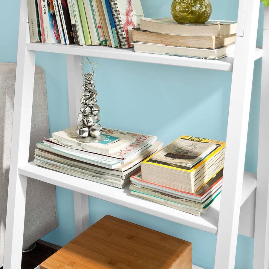 Rootz Living Rootz Moderne 5 Tiers Ladder Plank Boekenkast- Houtopslag Display Rekken- Wandplank