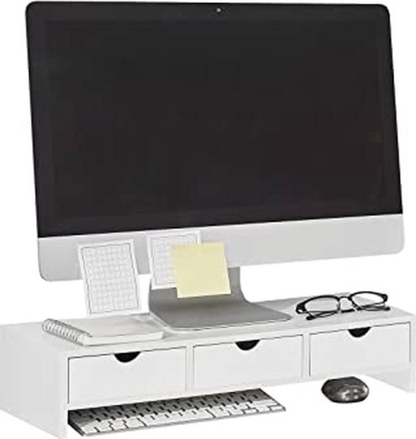 Rootz Living Rootz Monitorstandaard Computerscherm Monitorstandaard -Monitor Riser Bureau-organizer met 3 laden - Foto 2