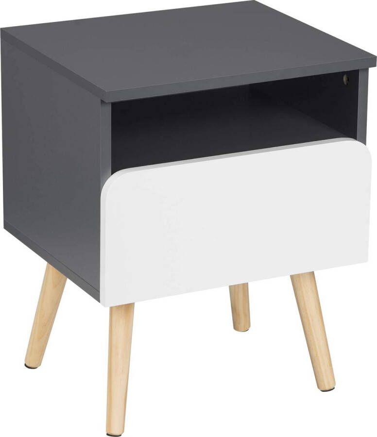 Rootz Living Rootz Nachtkastje Bijzettafel Accenttafel Standaard Grijs 40x33 5x50cm