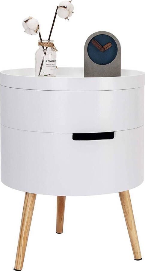 Rootz Living Rootz Nachtkastje Bijzettafel Opbergtafel Slaapkamermeubilair Standaard Wit 38x38x49cm