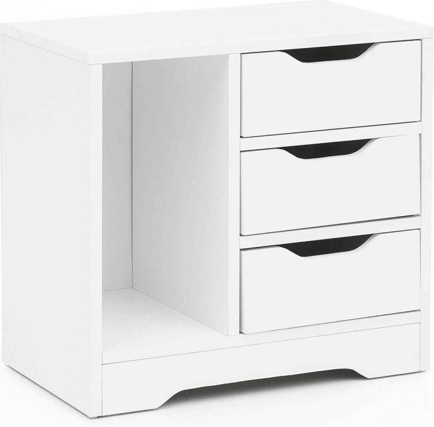 Rootz Living Rootz Nachtkastje Houten Kast Wit -49 x 50 x 30 cm