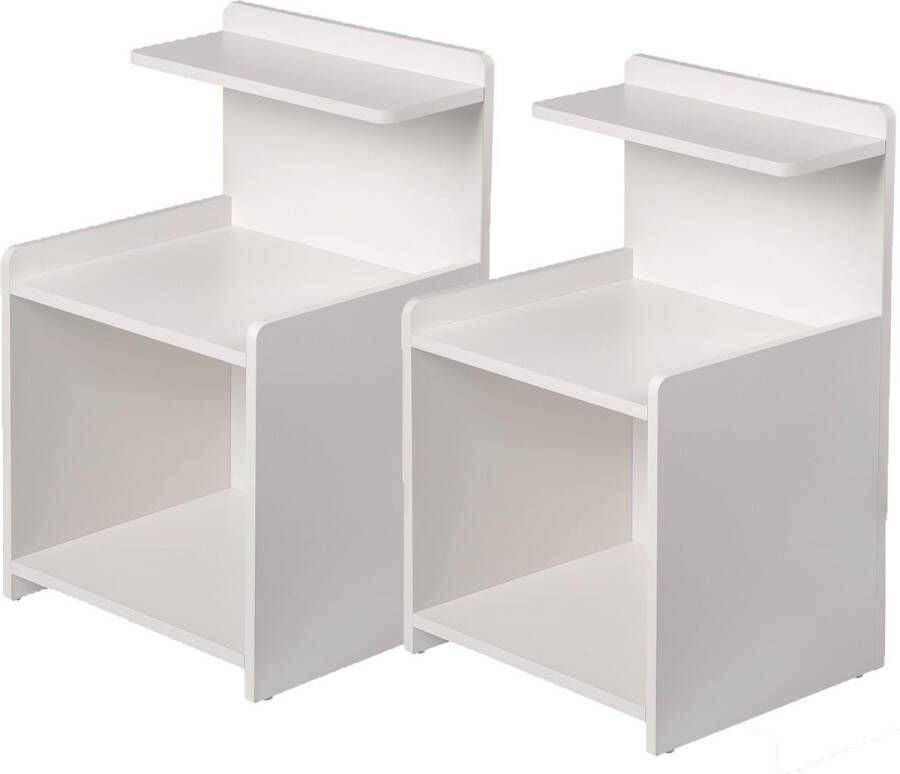 Rootz Living Rootz Nachtkastje Night Kommode Bijzettafel Sofatafel Opbergstandaard Slaapkamermeubilair Wit 40x63x35 cm