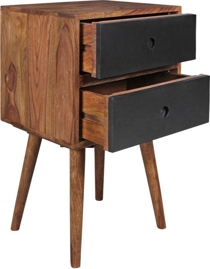 Rootz Living Rootz Nachtkastje Retro Nachtkastje Houten Nachtkastje Console Bruin Zwart Hout