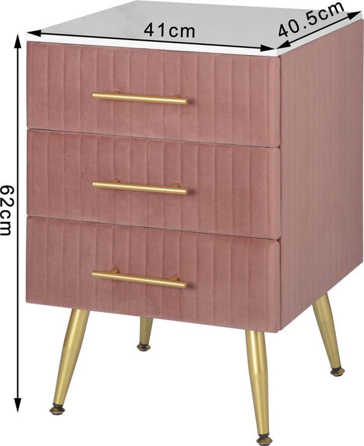 Rootz Living Rootz Nachtkastje Slaapkamerkast Opbergmeubel Dressoir Ladestandaard Nachtkastje Organizer Roze 40 5x41x62cm