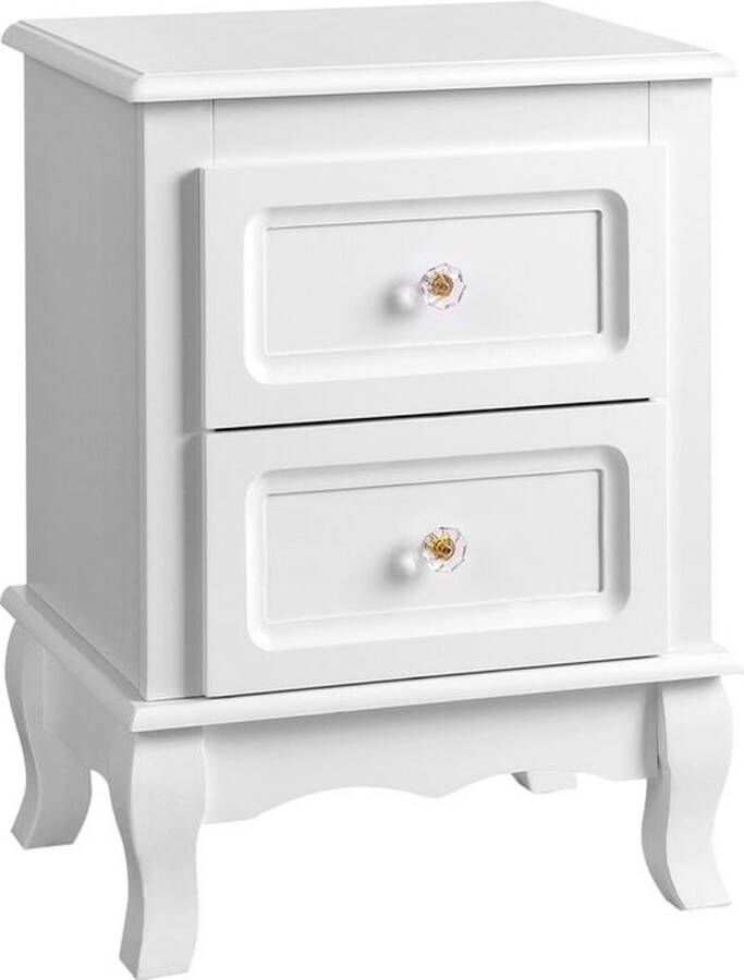 Rootz Living Rootz Nachtkastjes Set 2 Lades Stijlvol Design Vloerglijders Grote Opbergruimte Zorgvuldige Afwerking MDF Board + Hout Wit 38 5 x 52 5 x 30 5 cm (B x H x D)
