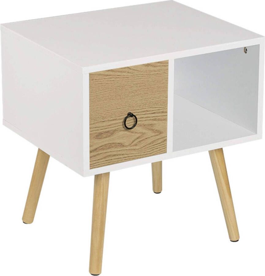 Rootz Living Rootz Nachttisch Nachtkastje Bijzettafel Slaapkameraccessoire Standaard Witte Kast 48x40x50cm