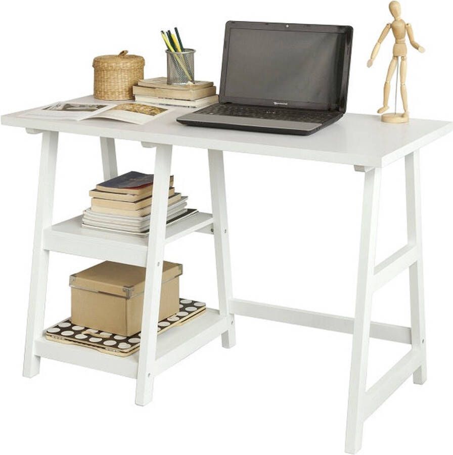 Rootz Living Rootz Office Desk Versatile Study Table Practical Workstation Stylish Writing Desk White 112x50x76cm