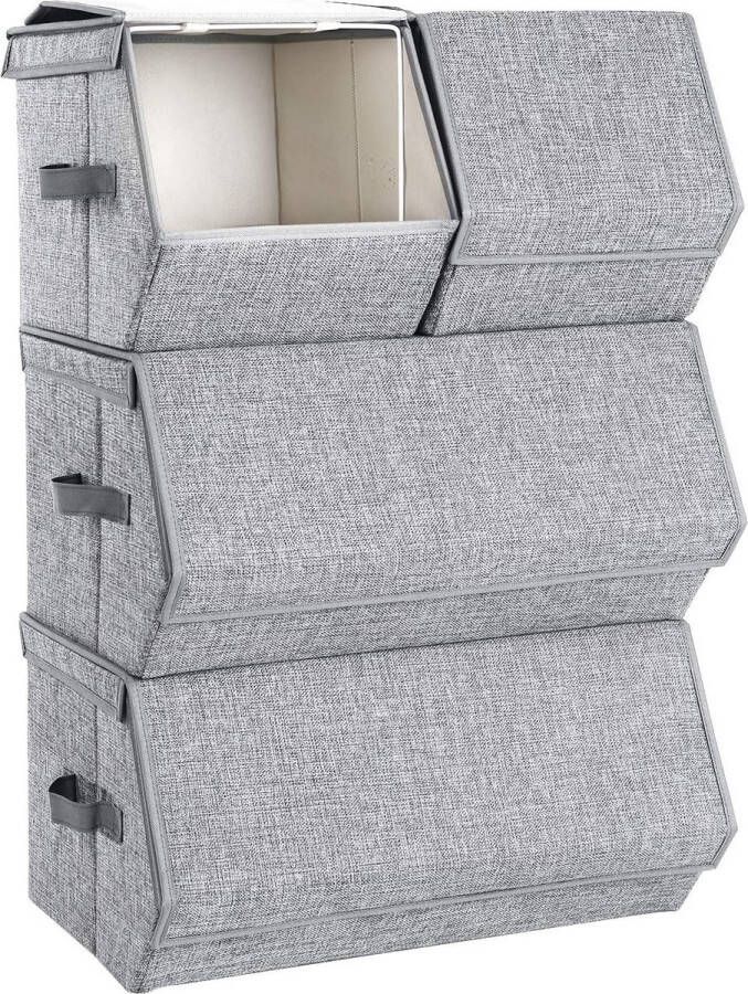 Rootz Living Rootz Opbergdozen Set Van 4 Organizers Stof Metalen Frame Deksel Grijs Afmetingen