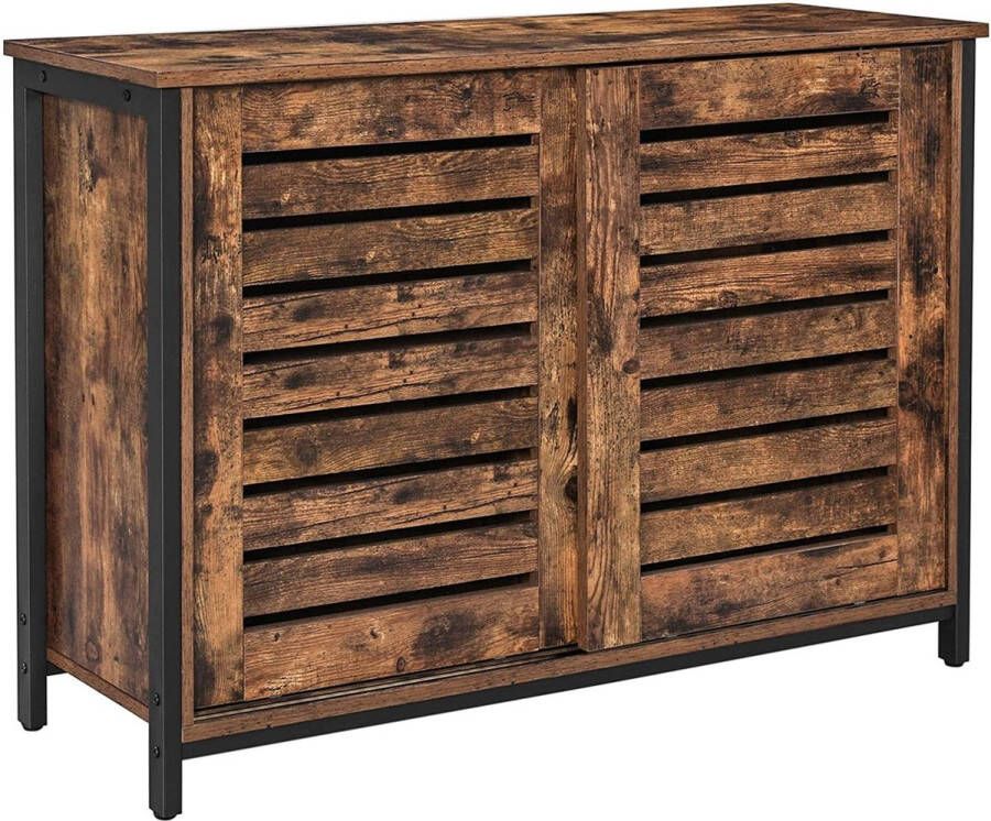 Rootz Living Rootz Opbergkast Commode Industriële Kast Dressoir Kast met 2 Planken en 2 Deurtjes 100 x 35 x 70 cm (LxBxH)