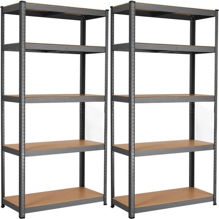 Rootz Living Rootz Opbergrek 2 Kelderplanken Set Van 2 Kelderplanken Opbergplanken Staande Planken Met 2 Planken 2 Planken Opbergrek Grijs