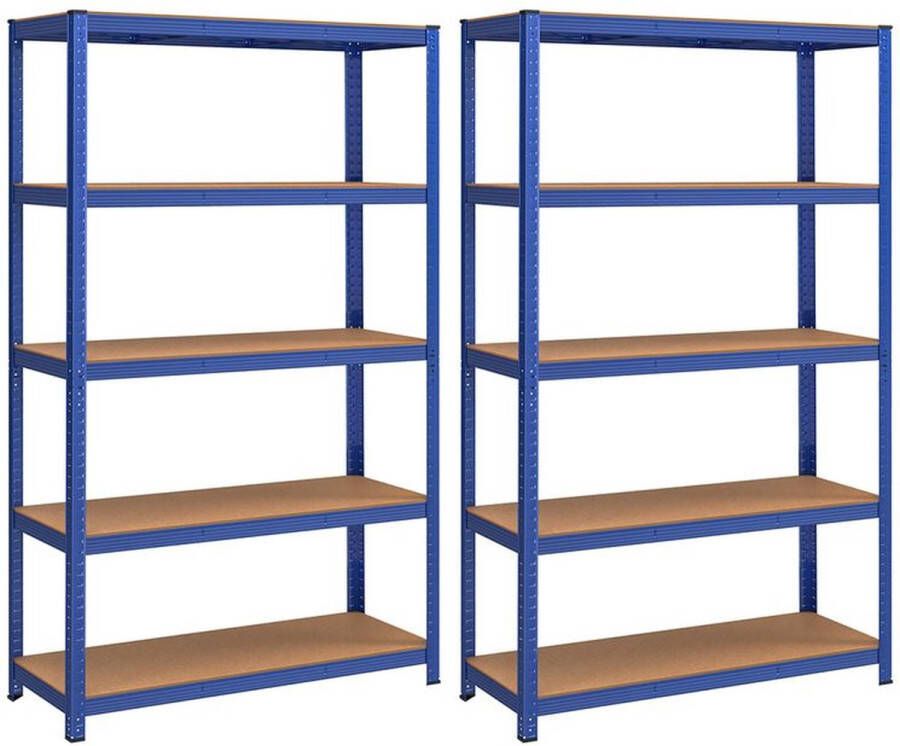 Rootz Living Rootz Opbergrek Kelderplanken Set Van 2 Kelderplanken Staande Planken 5 Planken Opslagrekken Opbergplanken Met 5 Planken Blauw 60 x 120 x 200 cm