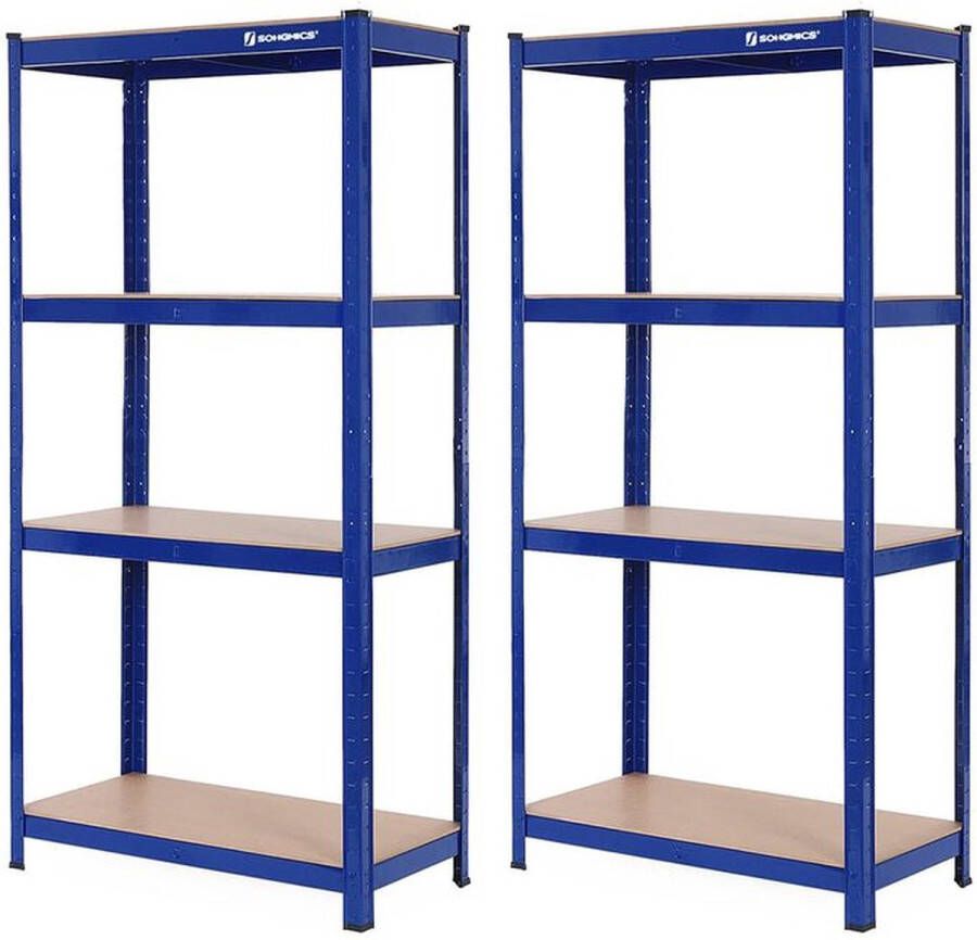 Rootz Living Rootz Opbergrek Opbergplanken Kelderplanken Set Van 2 Opbergrekken Met 5 Planken Blauw 40 x 80 x 160 cm